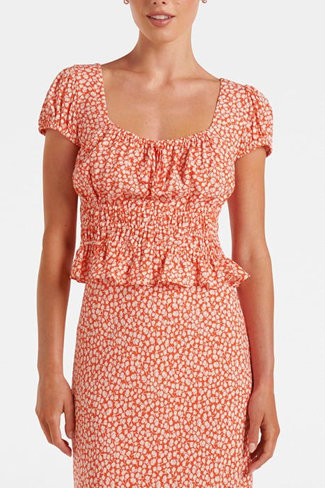 CECILIA WAISTED CAP SLEEVE TOP MEMPHIS DITSY 1