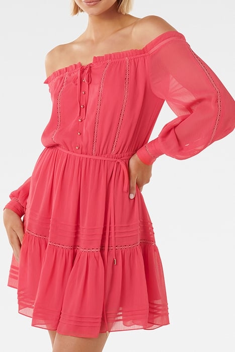 GISELE OFF SHOULDER MINI DRESS CHERRY PINK 4