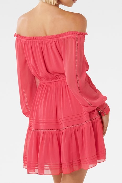 GISELE OFF SHOULDER MINI DRESS CHERRY PINK 2