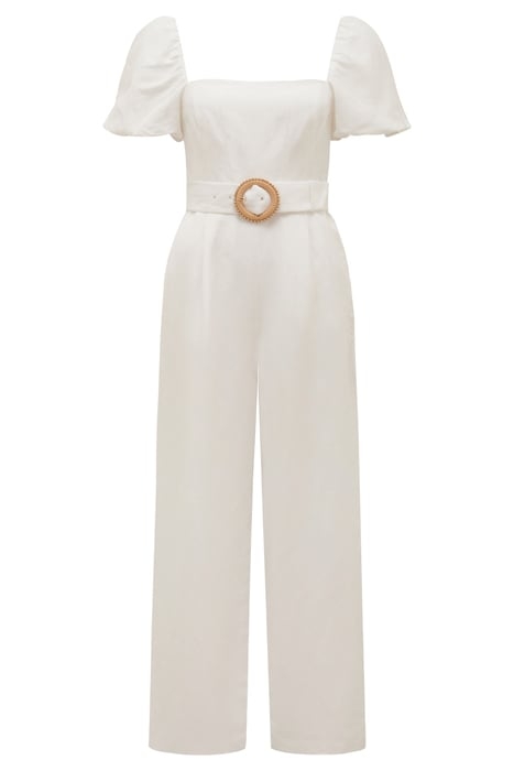 HAVEN PETITE LINEN JUMPSUIT PORCELAIN 5