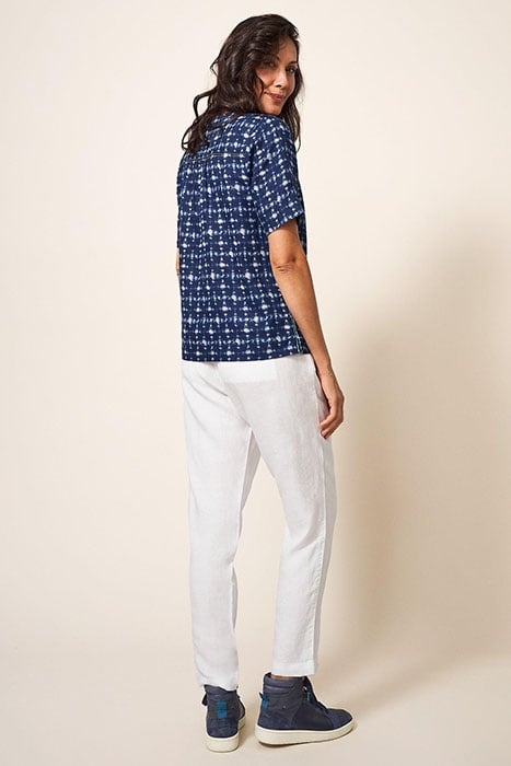 JUNE LINEN TOP NAVY MULTI 2