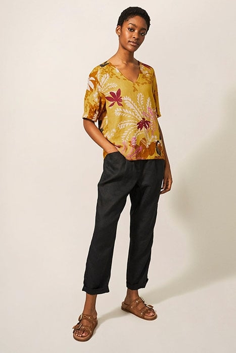 KATE LINEN BLEND TOP YELLOW MULTI 1