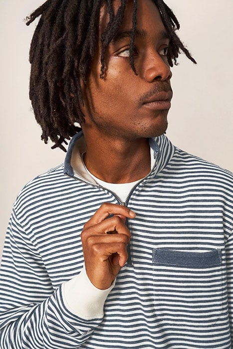 GARCIE STRIPE ZIP NECK JUMPER CHAMBRAY BLUE 3