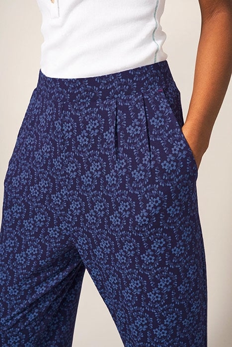MAISON ECO VERO JERSEY TROUSER NAVY PRINT 3