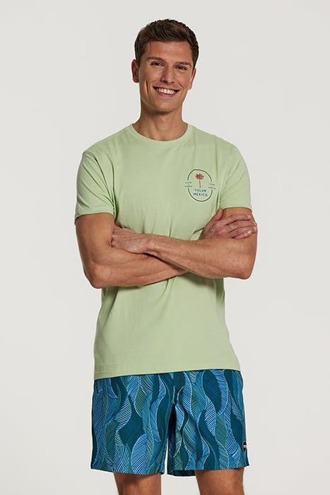 MEN TEE TULUM PALM FADED MINT GREEN 5