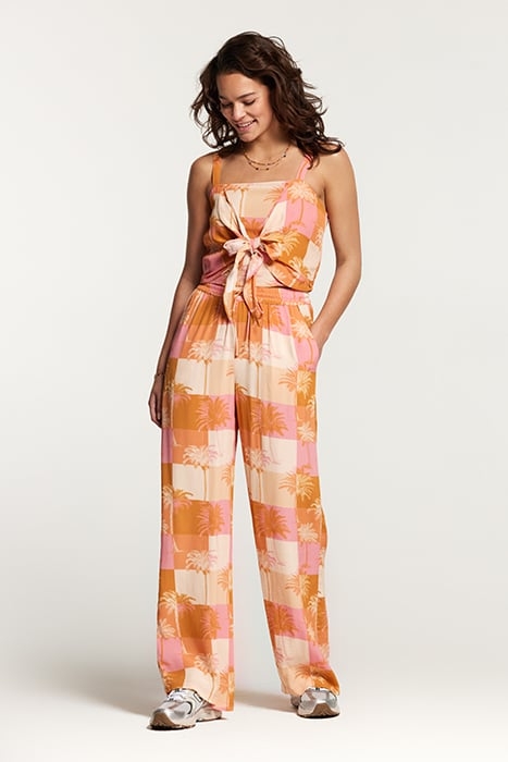 LADIES MONACO TROUSERS BLOCK PALM ICED STRAWBERRY PINK 3