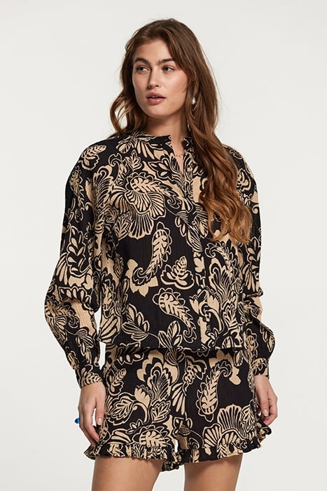 LADIES PLYMOUTH BLOUSE ARTSY LEAVES BLACK 5
