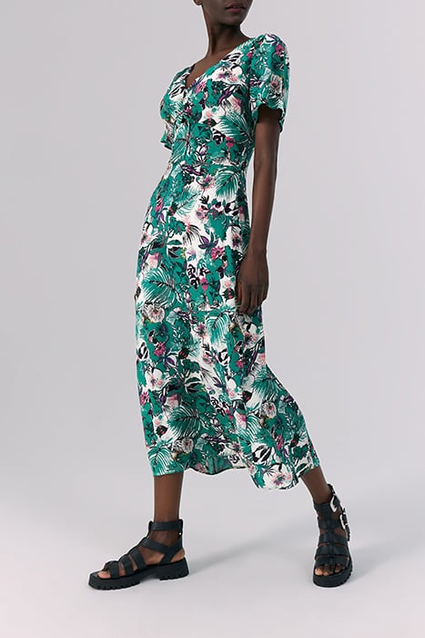 GREEN PLANT PRINT LONG DRESS 3