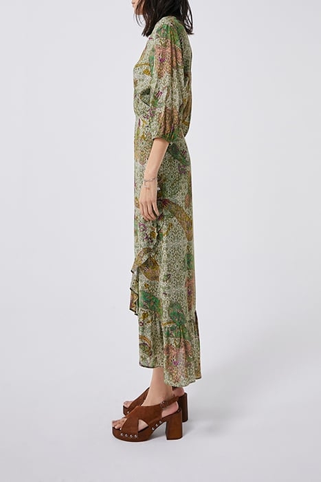 ECRU PAISLEY PRINT ASYMMETRIC LONG DRESS 3