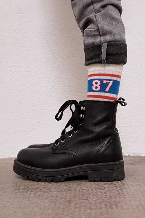 BLACK CHECKERBOARD/WHITE STRIPED SOCKS 2