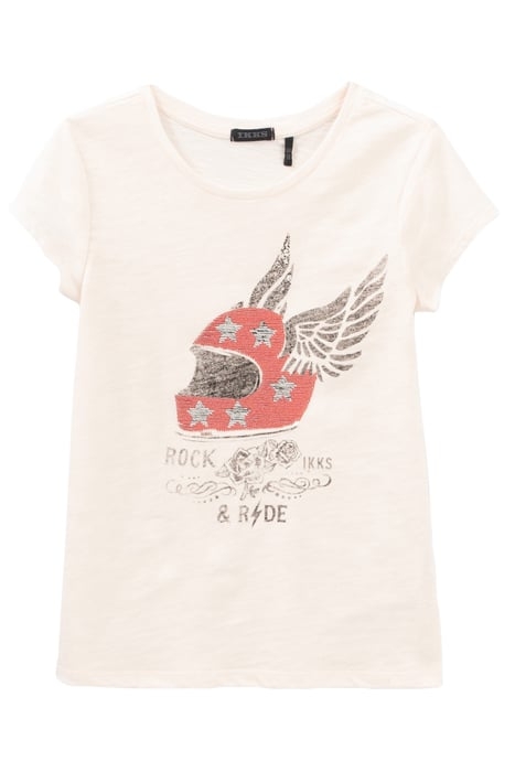 GIRLS’ WHITE REVERSIBLE SEQUIN WINGED HELMET T-SHIRT 1
