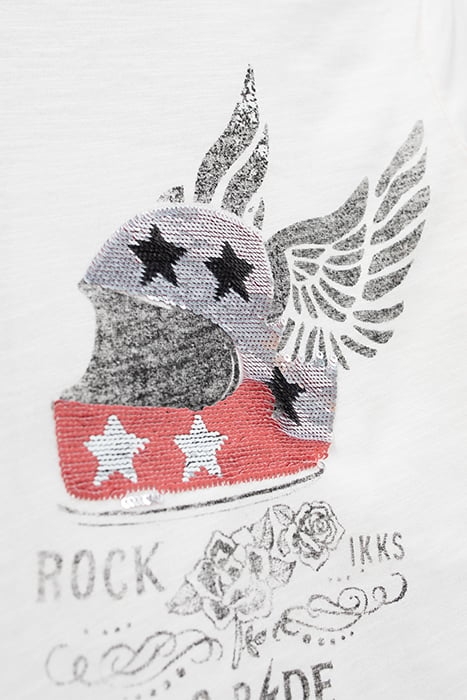 GIRLS’ WHITE REVERSIBLE SEQUIN WINGED HELMET T-SHIRT 4