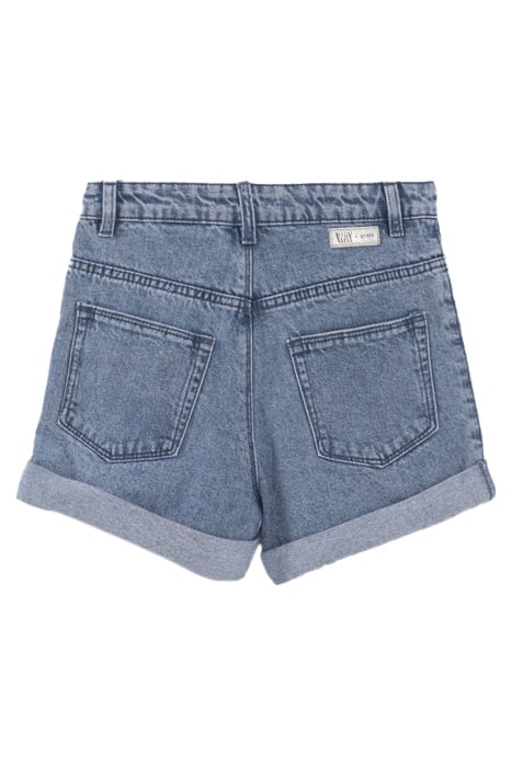 GIRLS’ BLUE ORGANIC COTTON CUFFED DENIM SHORTS 2