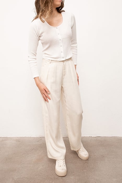 GIRLS' ECRU LENZING™ LYOCELL™  WIDE TROUSERS 1