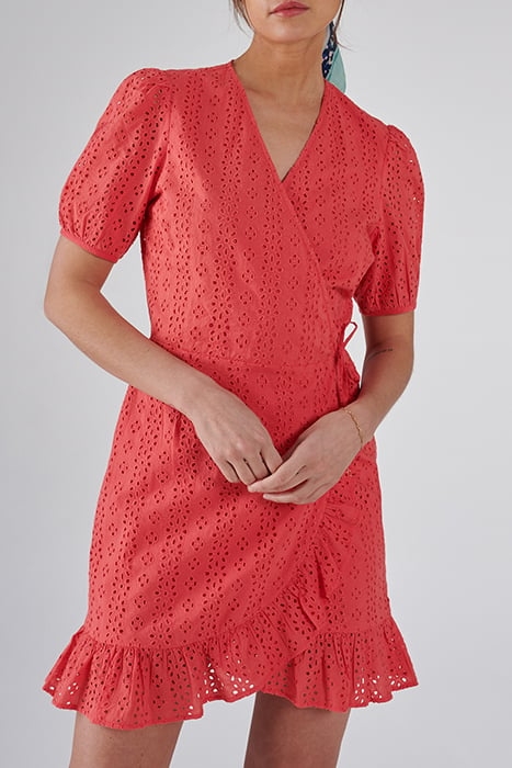 PINK EYELET EMBROIDERY WRAP DRESS 1