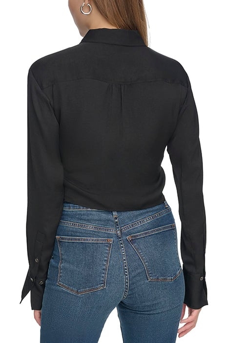 L/S RUSHD FRNT VNECK BLACK 2