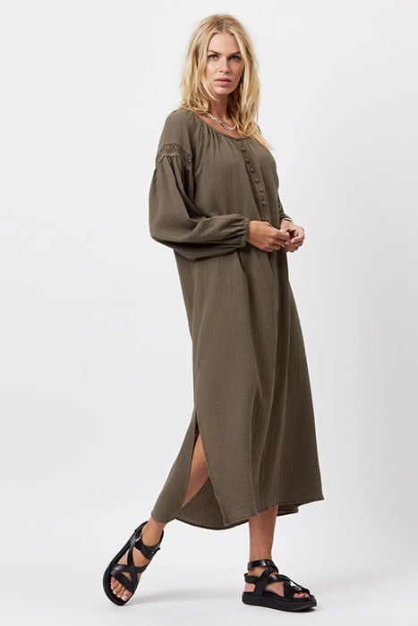 D6CHELSEY MAXI DRESS THYME GREEN 3