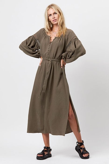 D6CHELSEY MAXI DRESS THYME GREEN 1