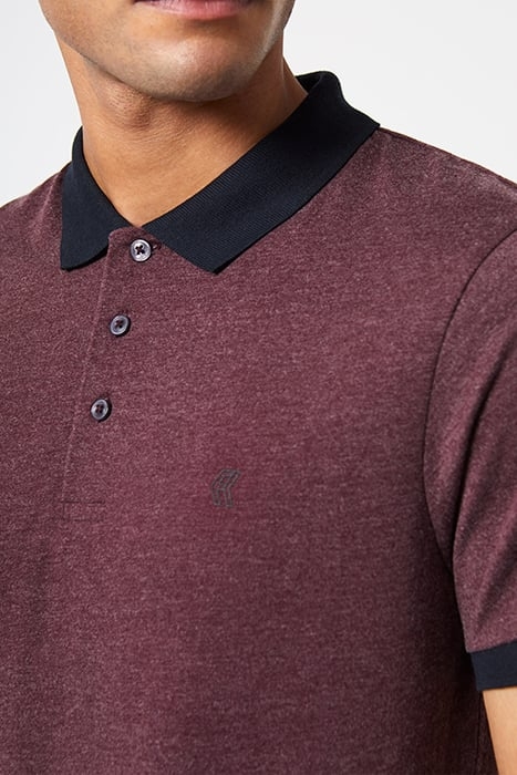 CONTRAST COLLAR POLO SHIRT BORDEAUX MEL/DK NAVY 4