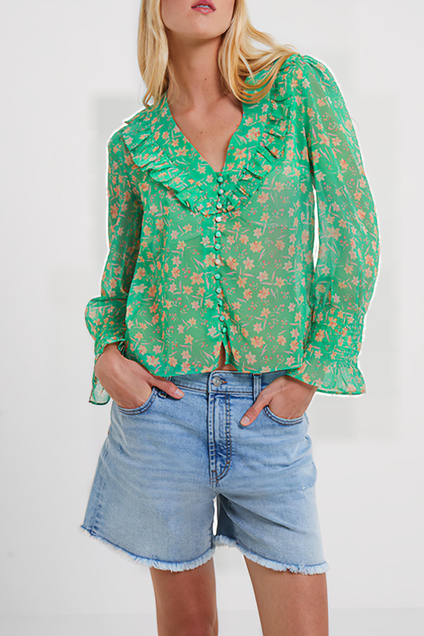 CAMILLE RECYCLED HALLIE CRINKLE TOP POISE GREEN 1