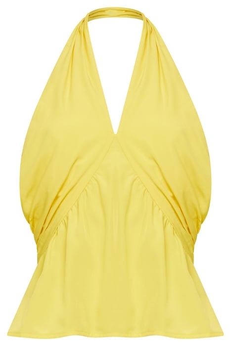 CREPE LIGHT CROSS NECK TOP PRIMROSE YELLOW 3