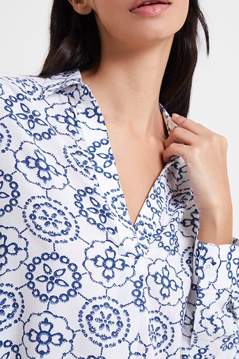 RHODES PRINTED POPLIN POPOV SHIRT WHITE/BLUE 4