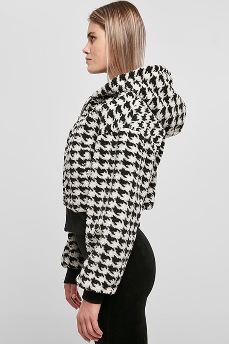 LADIES SHORT OVERSIZED AOP SHERPA JACKET BLACKHOUNDSTOOTH 6