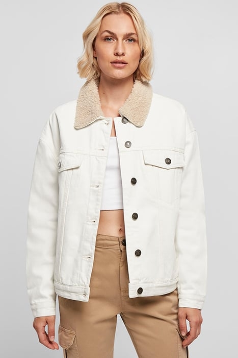 LADIES OVERSIZED SHERPA DENIM JACKET OFFWHITE RAW 1