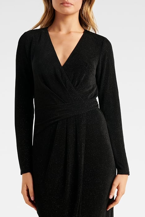 ERICA WRAP GLITTER MIDI DRESS BLACK 5
