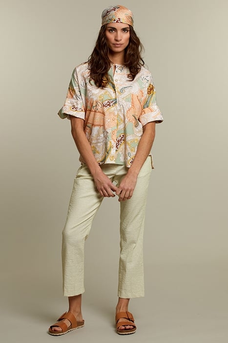 PASTEL PAISLEY COLLARLESS SHIRT 3