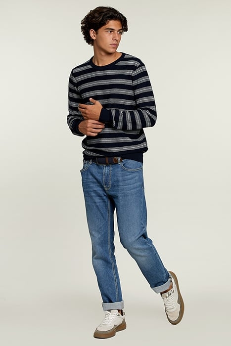 CUSTOM FIT PIMA COTTON CREW NECK SWEATER NAVY 3