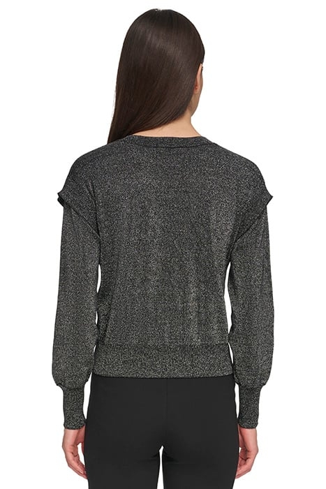 L/S LUREX VNECK SWTR BLACK 2