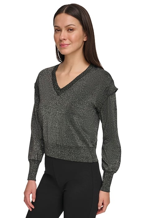 L/S LUREX VNECK SWTR BLACK 4