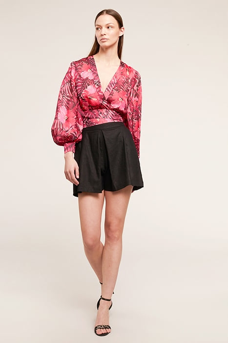FLORAL PATTERNED SHORT BLOUSE FUCSIA 3