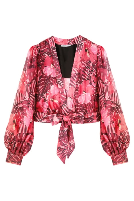 FLORAL PATTERNED SHORT BLOUSE FUCSIA 4