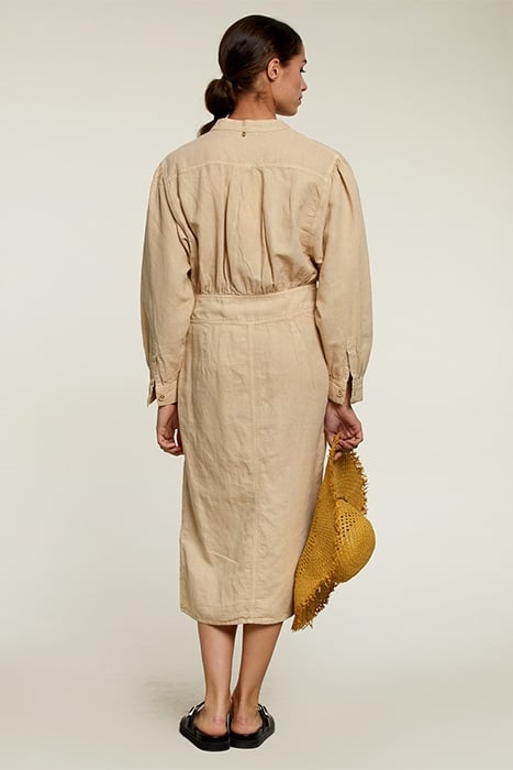 BEIGE PENCIL DRESS WITH SLIT 2