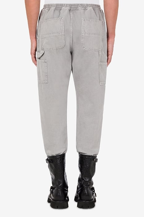 LOGO SIGNATURE GABARDINE TROUSERS GREY 2