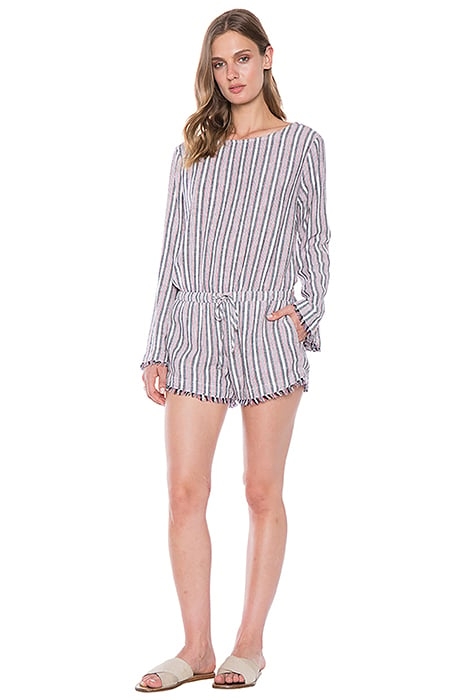 BUTTON BACK ROMPER AMERICANA STRIPE 1