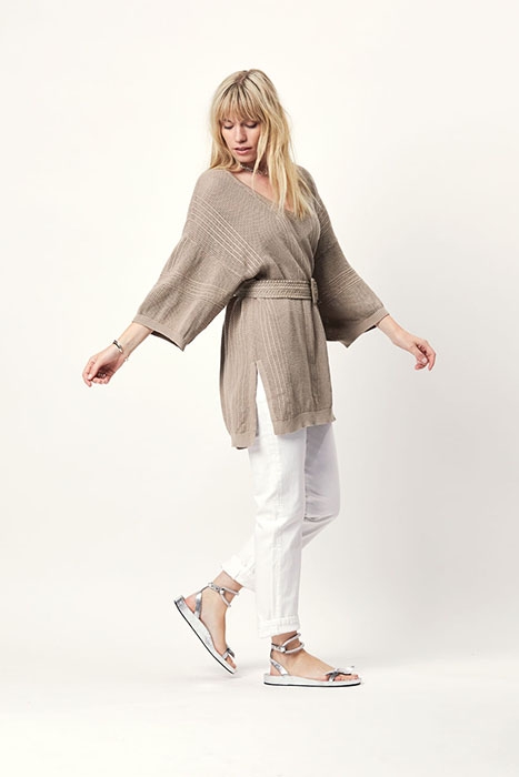 D6NILIANE AJOUR KNIT TUNIC COBBLESTONE 2