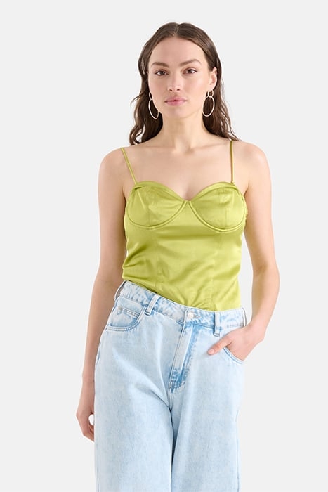 LM-SBSATIN CORSET TOP BRIGHTGREEN 1
