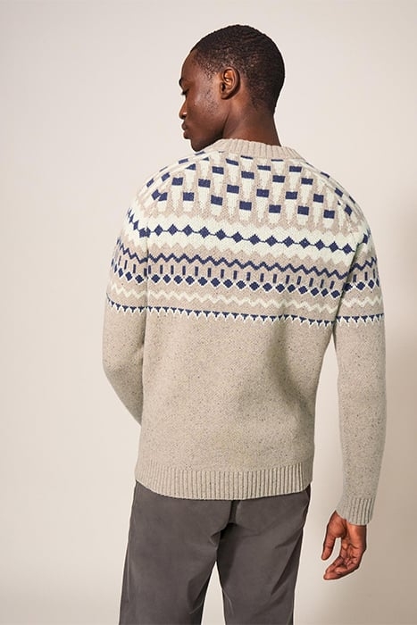 NORDIC YOKE FAIRISLE CREW DARK NATURAL 3