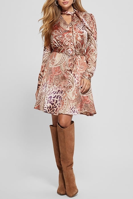 MIREILLE DRESS RED MULTI PATTERN 3