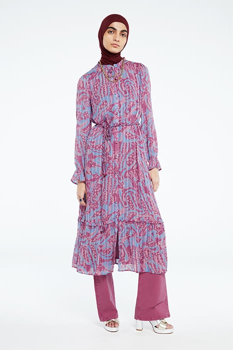 MARILENE DRESS AUBERGINE/PINK MIRAG 1