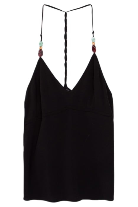 BLACK ECOVERO® STRAPPY TOP WITH XL BEADS BLACK 1