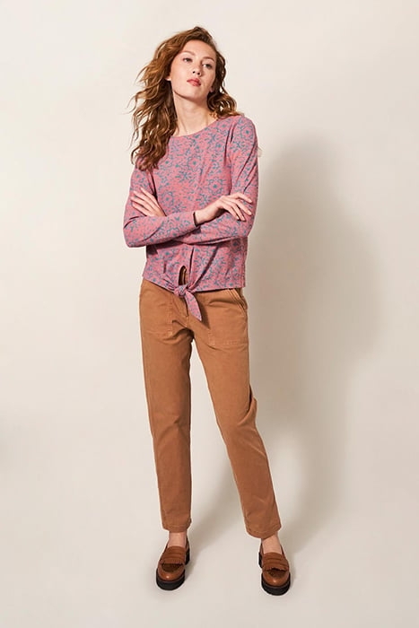 TIE HEM TOP PINK PRINTED 2