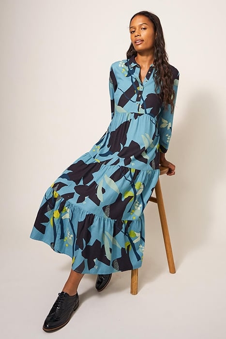 MAYA TIERED SHIRT DRE TEAL 3