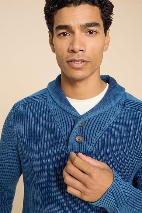 RIBBED SHAWL NECK JUMPER DARK NAVY 4