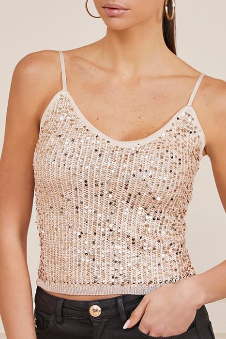FAY SEQUINS SWEATER TOP WHITE GOLD 4