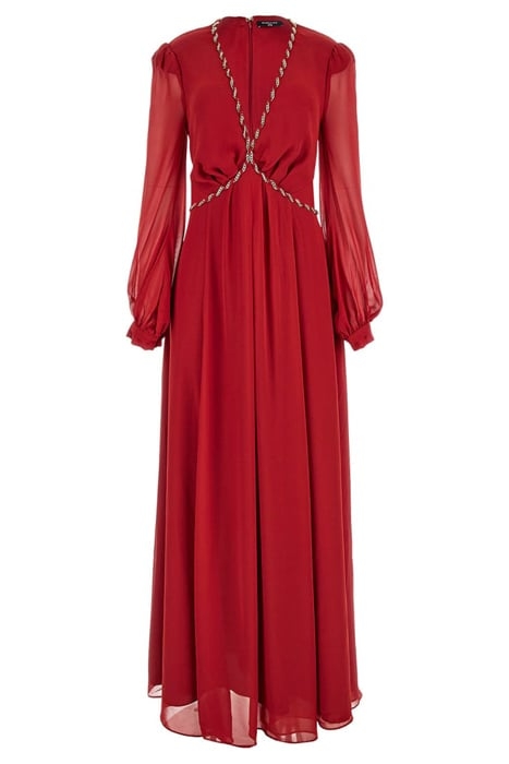 URSULA GOWN SOLID LACQUER MAXI DRESS RED 3