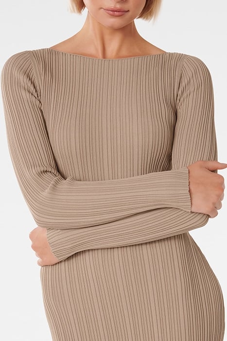 EVIE LONG SLEEVE RIB KNIT DRESS MUSHROOM 5